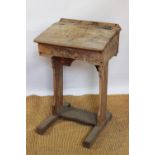 A Victorian pitch pine single school desk,