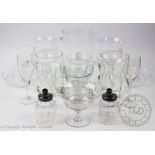 A set of eight French Val St Lambert glass side dishes, each with fan detail,