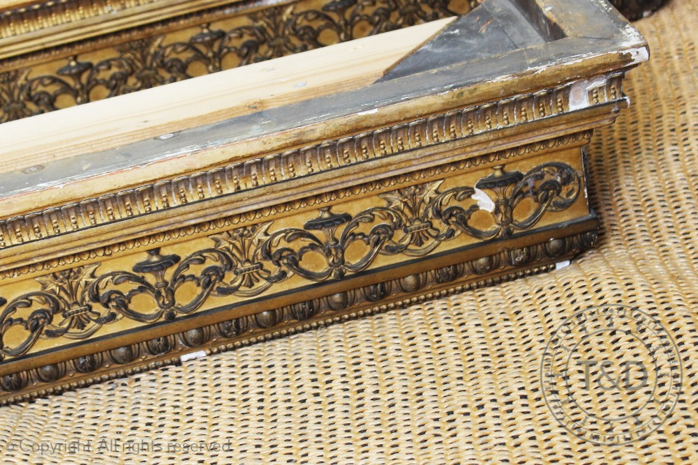 A pair of 19th century gilt wood and gesso pelmets, with egg and dart and scroll detailing, - Image 3 of 3