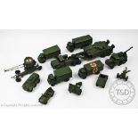 A collection of die cast Dinky toys, military vehicles comprising Tank Transporter 660,