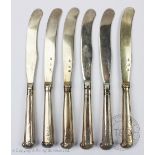 A matched set of six Scottish silver George III dessert knives, William & Patrick Cunningham and P.