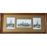 F P Barrand, early 20th century, Three watercolours, Views of Canterbury,