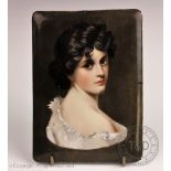 A 19th century Continental porcelain plaque, painted with a portrait of a maiden,