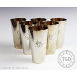 A set of six German 800 standard silver beakers,
