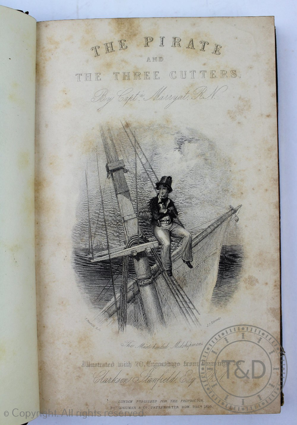 MARRYAT (C), THE PIRATE AND THE THREE CUTTERS, engraved frontis portrait, - Image 3 of 4