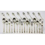 A canteen of silver Coburg pattern cutlery, C J Vander Ltd, London 1965, comprising; eight spoons,