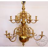 An 18th century style Dutch brass chandelier,