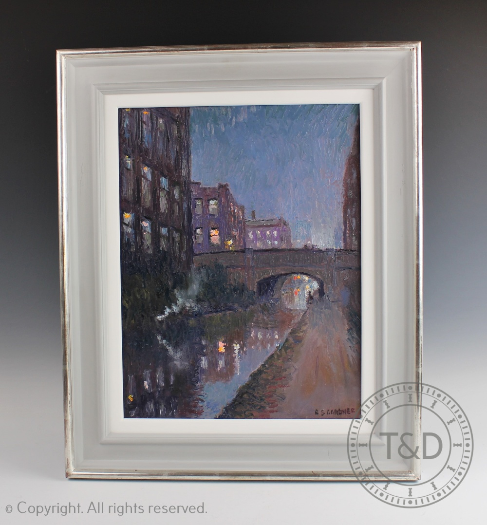 Reg Gardner (b1948), Oil on canvas, Beswick Street Bridge Ashton Canal - Manchester, Signed, 43.