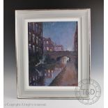 Reg Gardner (b1948), Oil on canvas, Beswick Street Bridge Ashton Canal - Manchester, Signed, 43.