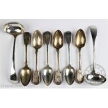 A set of six Victorian silver fiddle pattern tea spoons, Exeter 1847,