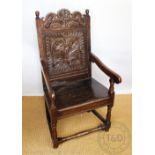 A 17th century and later oak Wainscot chair,
