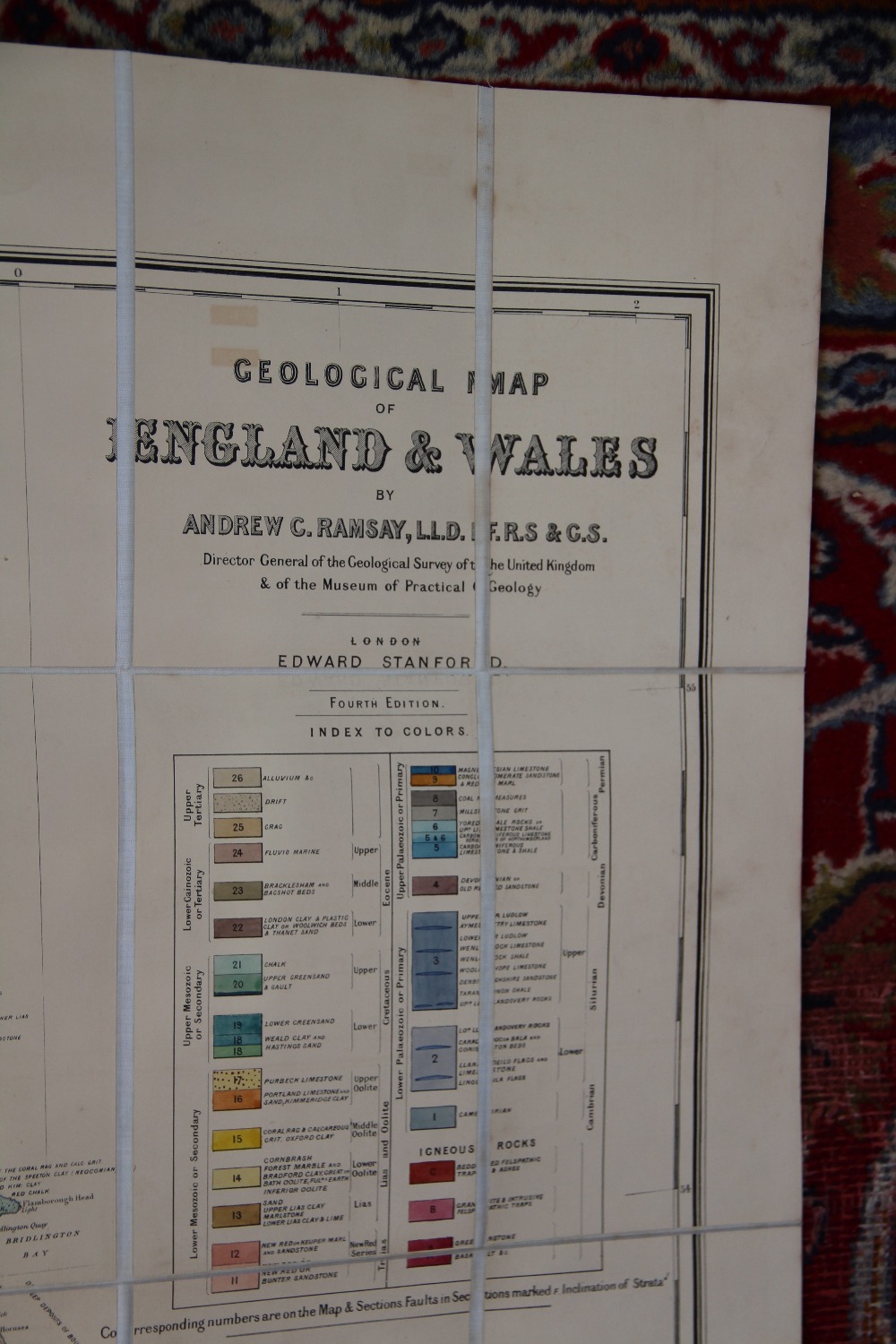 RAMSAY (C), GEOLOGICAL MAP OF ENGLAND AND WALES, 4th edition, printed by Edward Stanford, - Image 10 of 20