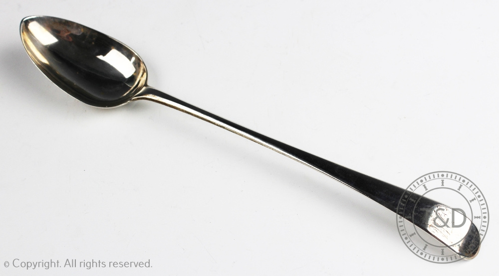 A George III Old English pattern silver basting spoon, Peter and Ann Bateman, London 1796,