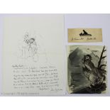 John Macallan Swan (1846-1910) - a hand written and signed letter embellished with an ink sketch of