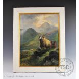 Follower of Charles Jones, Oil on canvas, Landscape with sheep, Unsigned, 58cm x 43cm,