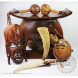 A collection of African tribal items,