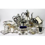 A selection of Victorian and later silver plated wares,