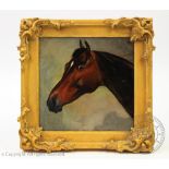 English School - late 19th century, Oil on board, Study of a horses head, Unsigned, 15cm x 15cm,