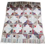 A Victorian patchwork quilt with geometric square design, possibly American,
