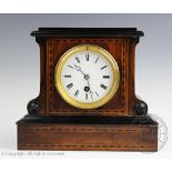 A late 19th century inlaid mantel clock, Henry Marc of Paris movement stamped '49251',