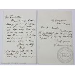 Sir Edward Coley Burne-Jones (1833-1898) - a hand written and signed letter to Constantine