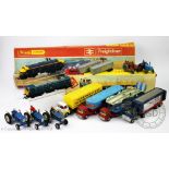 A collection of die cast vehicles and trains to include; a Hornby Freightliner R645 (boxed),