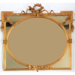 A Victorian giltwood and gesso overmantel mirror of Adam design,