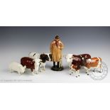 Six Beswick animal figures, comprising Ch Whitehill Mandate, Ch Ickham Bessie, Ch of Champions,