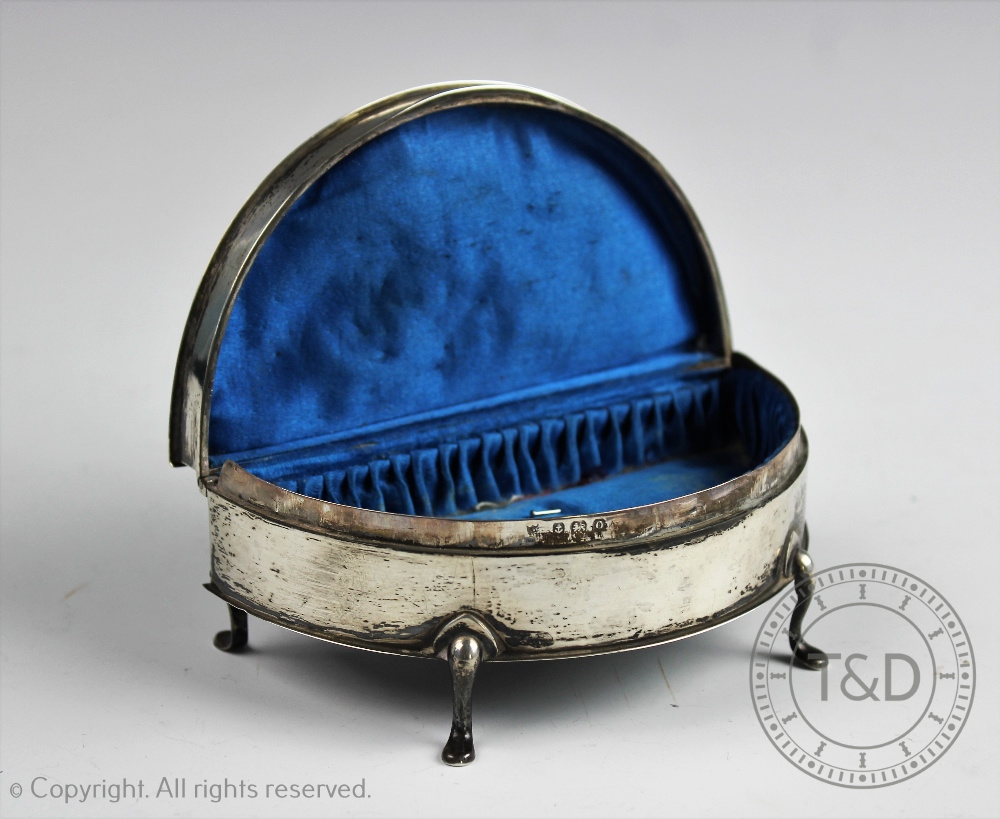 A silver semi-circular casket, Charles S Green & Co Ltd, Birmingham 1938, - Image 3 of 3