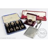 A selection of silver items, comprising a meat skewer letter opener, Sheffield 1979,