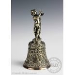 A late 19th century silver plated table bell, possibly Elkington & Co,