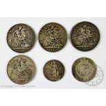 Four Queen Victoria silver Crowns, 1890 (x2), 15893 and 1891,