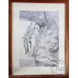 Michael Cullimum, Pencil and charcoal on paper, 'Orpheus and Eurydice', Signed lower left,
