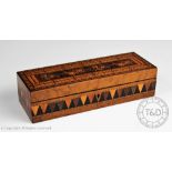 A late 19th century Tunbridge ware cribbage board box, in the manner of Thomas Barton,