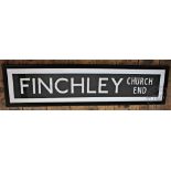 Three vintage London Bus Route Master spool signs, 'Finchley Church End',