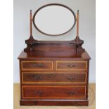 An Edwardian inlaid mahogany dressing chest,