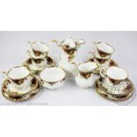 A Royal Albert Old Country Roses tea service comprising; six tea cups, saucers and cake plates,