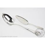 A large Danish Silver Art Nouveau basting spoon, assayer Christian F. Heise, maker Carl.M.