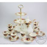 A Royal Albert Old Country Roses pattern coffee service comprising; a coffee pot and cover,