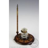 A Tunbridge Ware rosewood ink stand by Thomas Barton,
