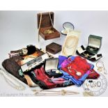 A collection of assorted vintage and costume jewellery and watches, to include gold earrings,