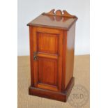A late Victorian walnut pot cupboard, with door, on plinth base, 79cm H x 39cm W x 35cm D,