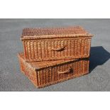 Two large wicker hampers, 96cm wide and 99cm wide,