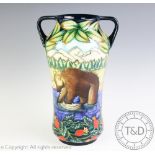 A limited edition Moorcroft twin handled vase, designed by Sian Leeper, No199/200 'C2002',