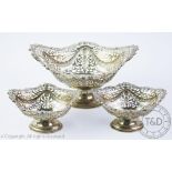 A set of three silver pedestal baskets, George Nathan & Ridley Hayes, Chester 1912/13,