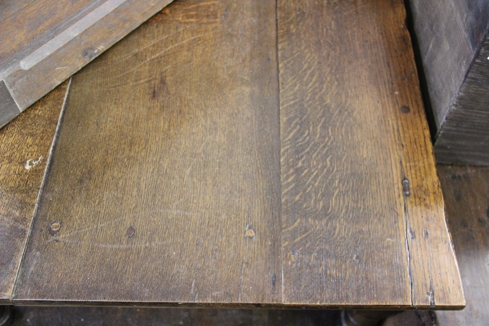 An 18th century and later oak three tier table, with side drawer, on turned legs, - Image 3 of 21