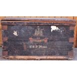 An early 20th century military travel trunk belonging to Brigadier E E J Moore Royal Inniskillings,