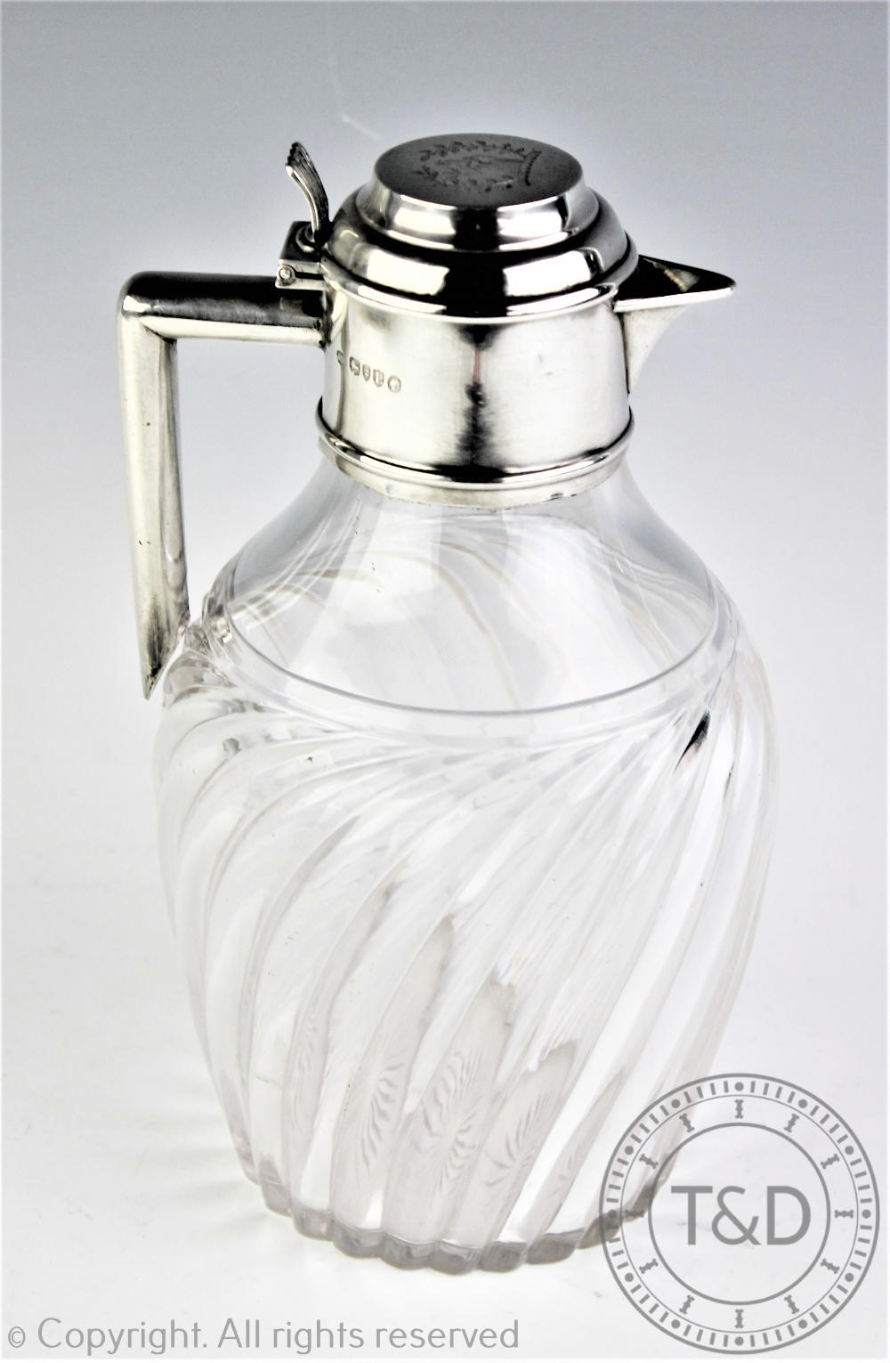 A Victorian silver mounted claret jug, Cornelius Joshua Vander, London 1886,