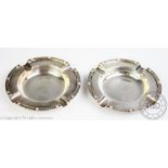 A pair of silver ashtrays, Adie Brothers Ltd, Birmingham 1961,