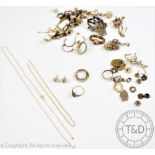 A quantity of assorted brooch mounts, ring parts and mounts,